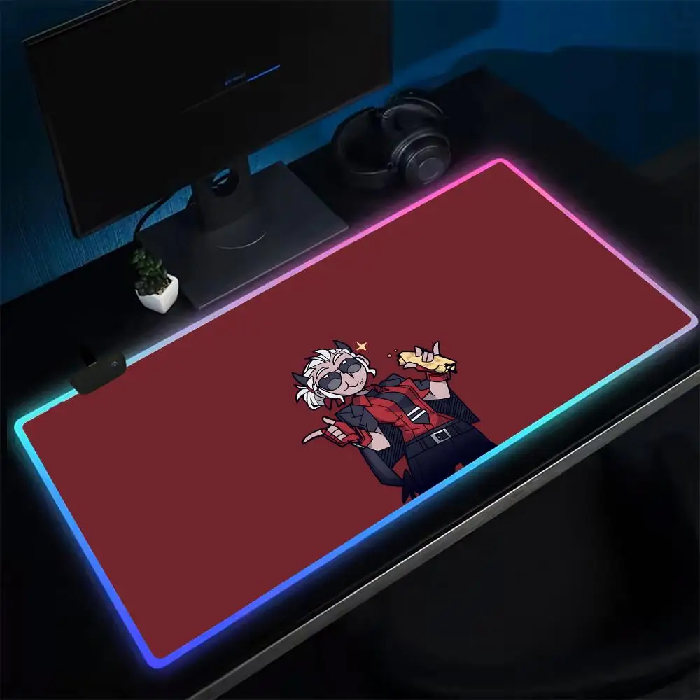 Alfombrilla de ratón Helltaker, alfombrilla de ratón para juegos de Anime, alfombrillas de mesa LED, alfombrillas de escritorio de goma retroiluminadas XXL RGB