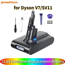 Powtree for Dyson V7 21.6V 6500mAh Replacement Battery For Dyson V7/SV11 Motorhead Pro Vacuum Cleaner Tool Battery