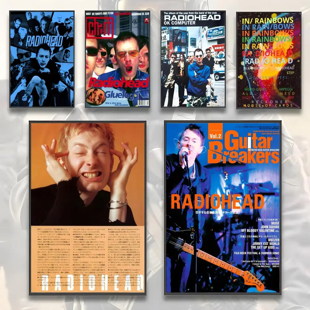 R-Radiohead Band-pintura de arco iris, caligrafía, lienzo HD, póster, sala de estar, dormitorio, bar, decoración estética