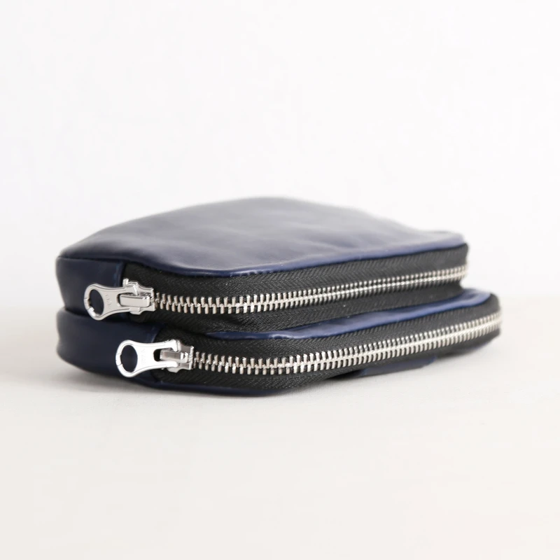 Mini Waist Bag Cowhide Leather Top End Storage Credit Card Wallet Casual Coin Pouch Big Luxury Double Zipper Coin Purses