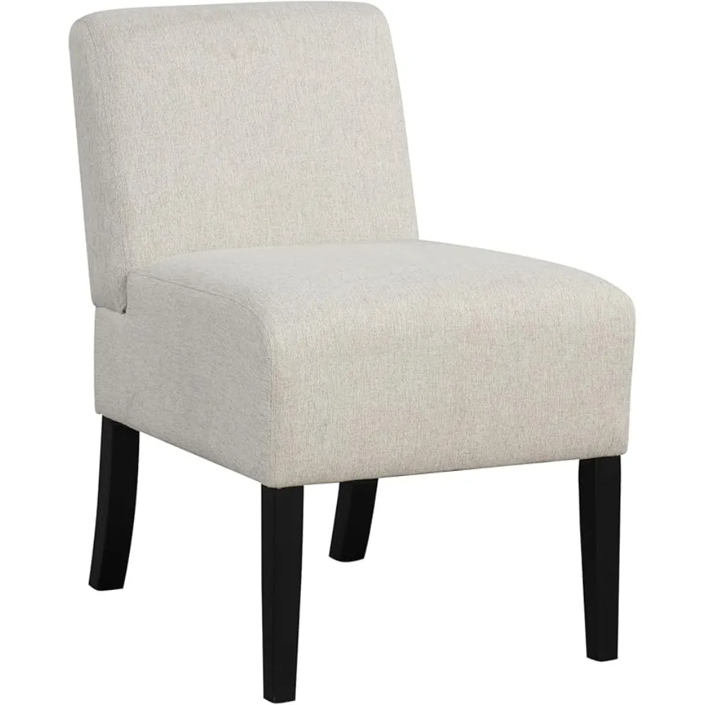 

Armless Accent Chair, Upholstered Living Room Chair with/Rubberwood Legs, Modern Slipper Side Chair