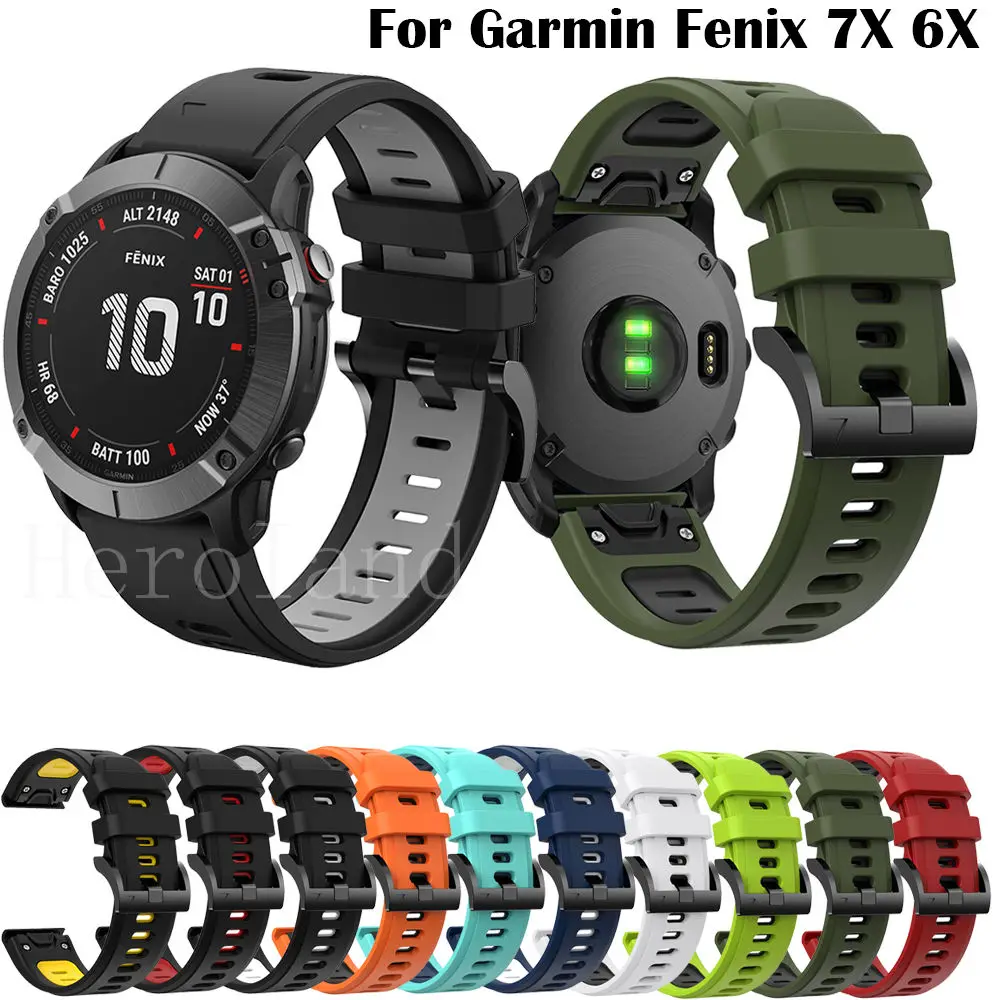 26mm Armband Strap Für Garmin Fenix 7X 6X 6XPro 5X Easyfit Sport Silikon Blumenarmband-weinlese Quick Release Für Garmin fenix 3 HR Band