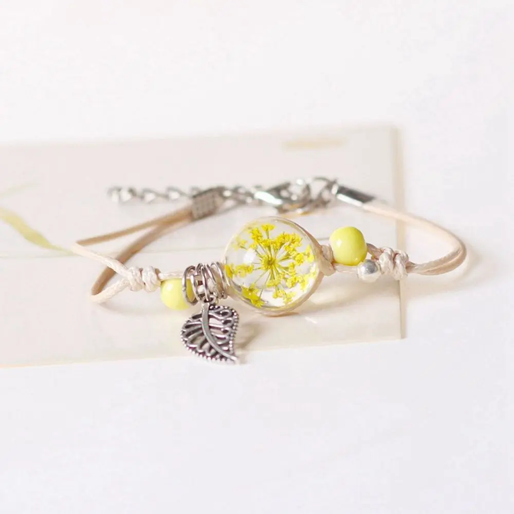 

Grass Ball Ethnic Style Korean Style Bracelets Gypsophil Female Hand Chain Dried Flower Bracelet Braided Rope Bracelets