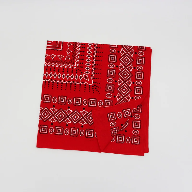 Red Big Size 68 CM Square Scarf Geometric Patterns Print Cotton  Bandana Headwear