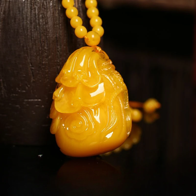 Beeswax Money Bag Pendant Men's and Women's Chicken Oil Yellow Amber Necklace Pendant