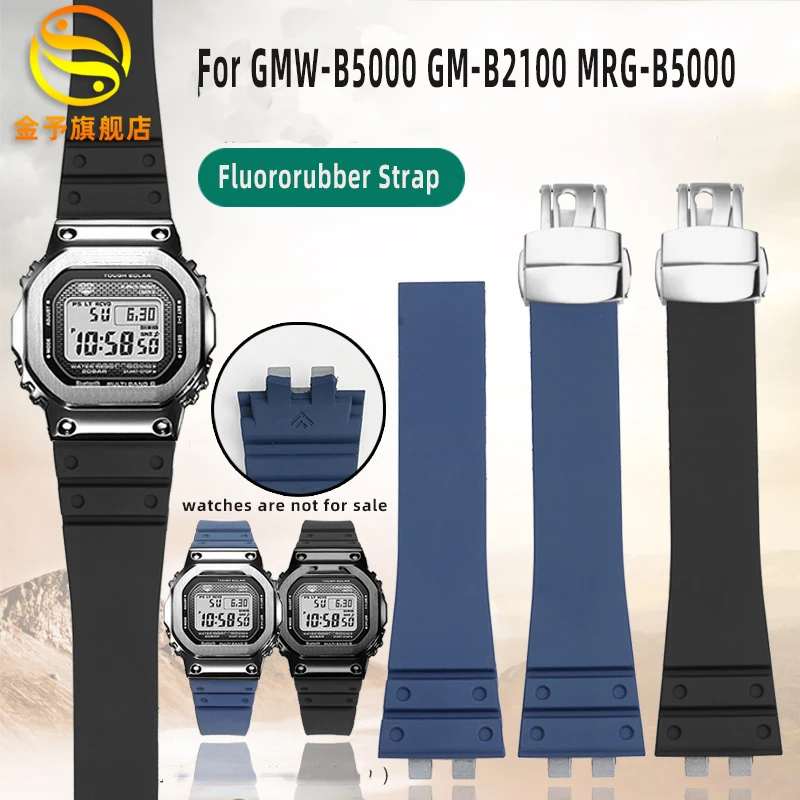 GMW-b5000 Fluororubber Strap Bracelet Bezel for Casio G-SHOCK GMW-B5000 GM-B2100 rubber strap stainless steel case FMK watchban