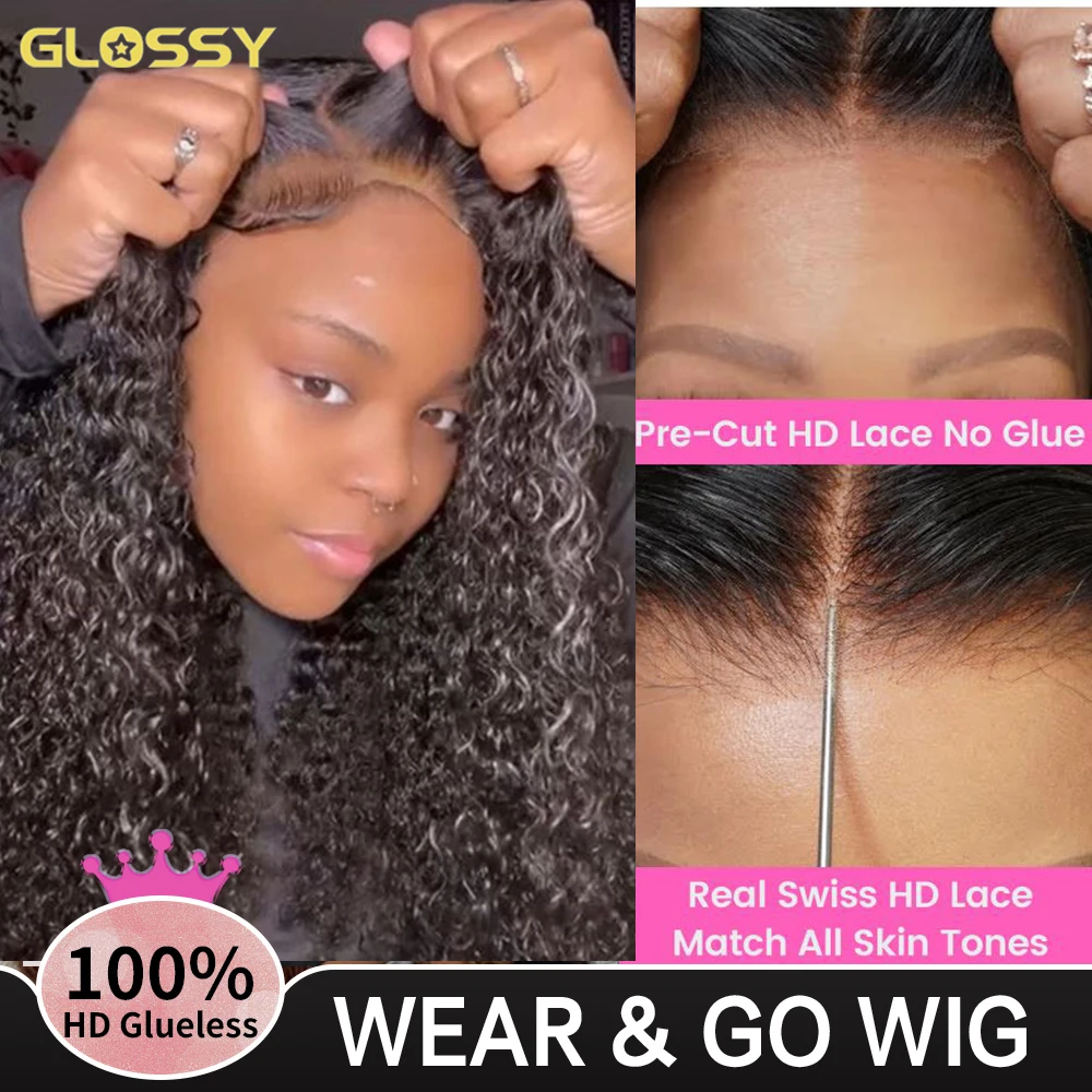 Water Wave Glueless Wig Human Hair Ready To Wear And Go Pre Plucked Lace Front Wigs For Women 6x4 Hd Curly Deep Wave Frontal Wig