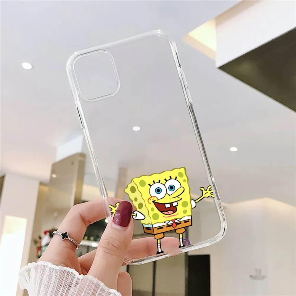 Cartoon-s-SpongeBobseer Phone Case For Iphone 15 11 13 14 Pro Max 7 8 Plus X Xr Xs Max Se2020 12mini Transparent Cover image 3