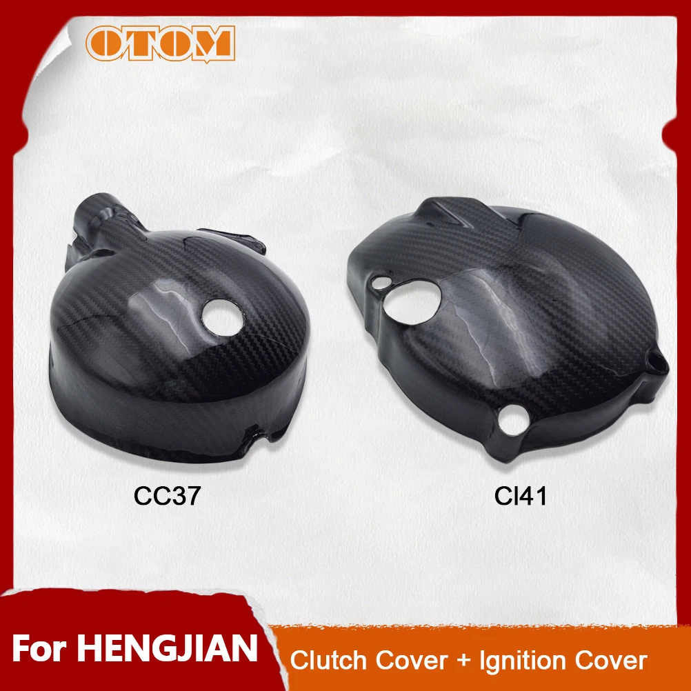 OTOM Motorcycle Clutch Cover-CC37/Ignition Cover-Cl41 Carbon Fiber Magnetic Motor Stator Clutch Guard Protector For HENGJIAN