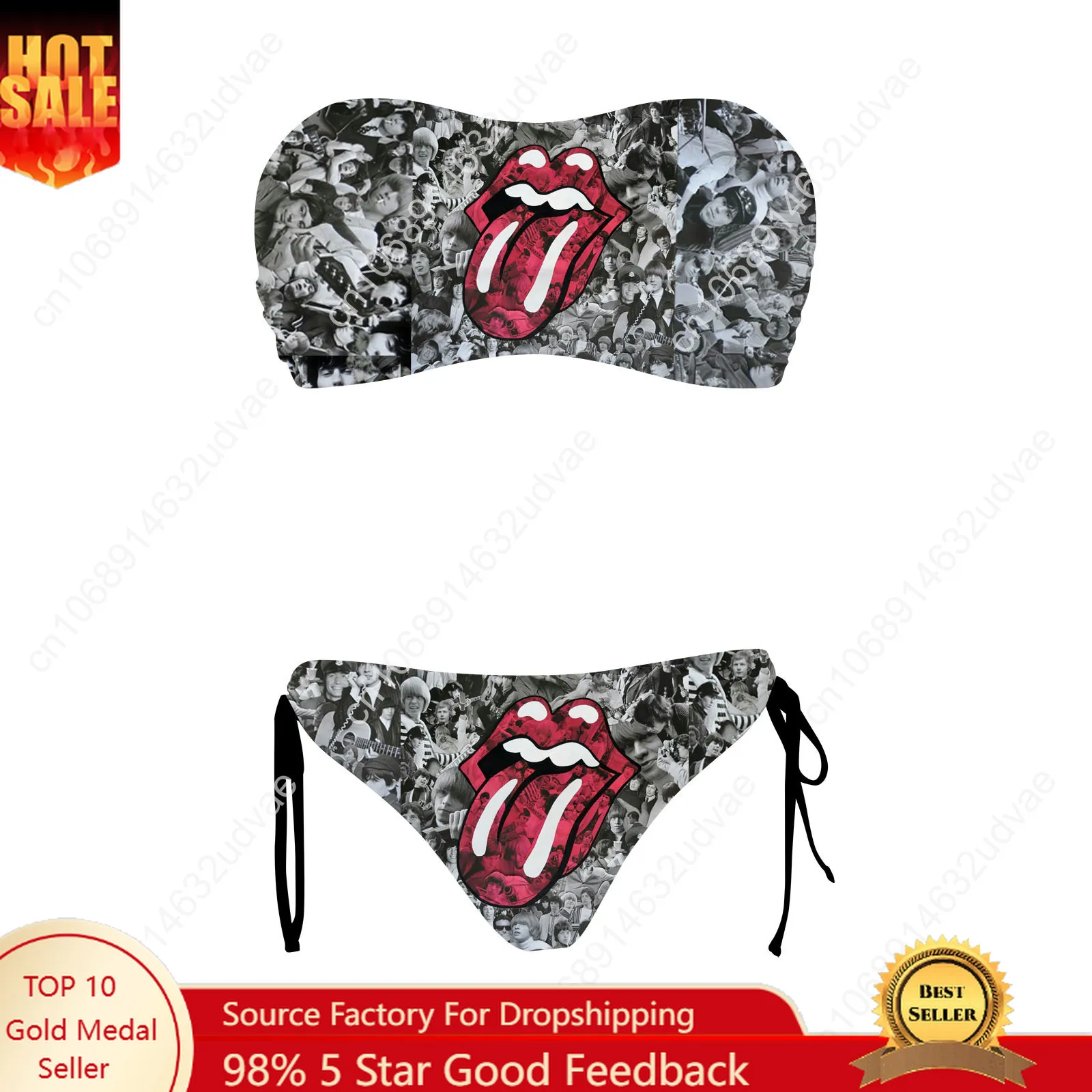 

T-The R-Rolling S-Stones Swimsuit Womens Drawstring Two Piece Set Bathing Suits Personalized Swimwear Bikini Customize Beachwear