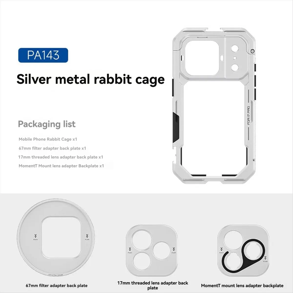 

Punctual- For IPhone 17 Pro Metal Rabbit Cage Quick Release Video Rig Phone Stabilizer Cage Expansion Accessories
