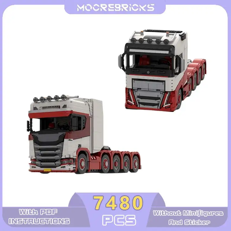 

Классический моторный трактор 10X4 трактор (красный) Модель DIY Автомобиль Модульный MOC Строительные блоки Технология Кирпичи Креативные игрушки