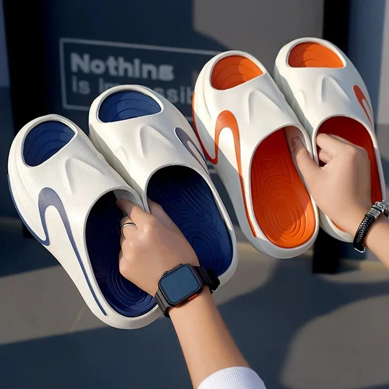 

Summer Thick Sole Slippers Men Women EVA Soft Bottom Indoor Home Slides Sandals Light Beach Shoes Male Slippers Flip Flops