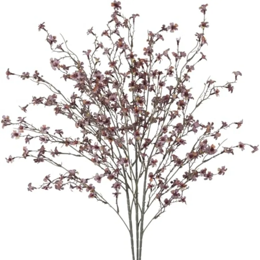 

3 Pcs Cherry Blossom Branches Artificial Flowers for Spring Summer Indoor Decoration Faux Cherry Blossom Long Stems Fall Silk F