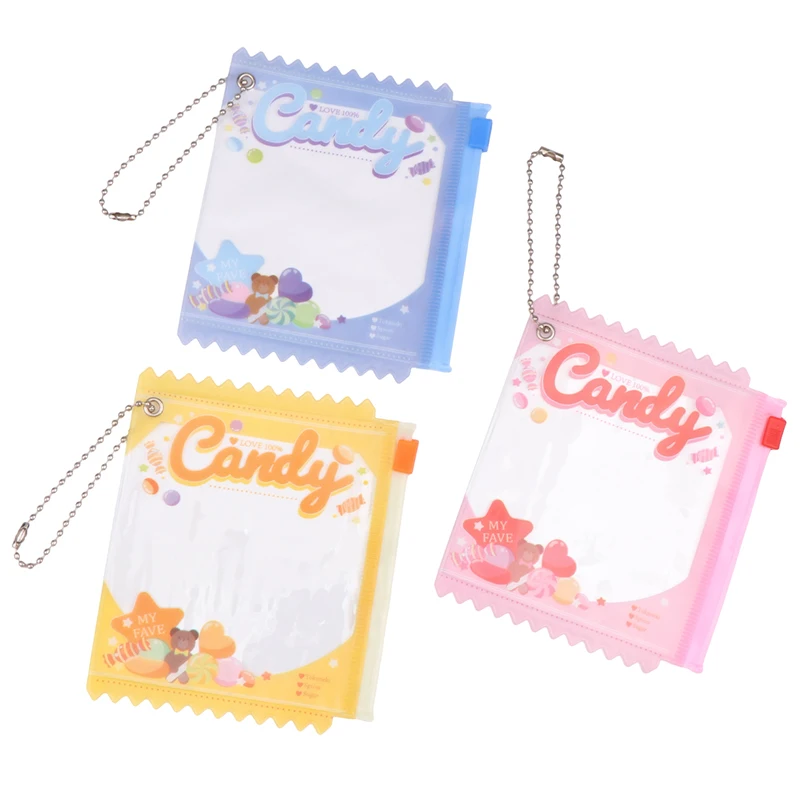 INS Cute Cartoon Transparent PVC Dustproof Storage Bags Doll Display Bag With Keyring Mini Mystery Box Dolls Organizer Pouches