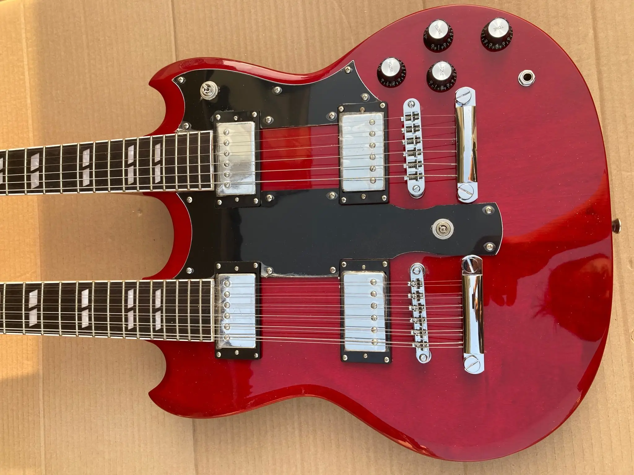 Hot Selling 6 strings and 12 strings double neck 1275 sg400 custom SG electric guitar in red color Same in real photos 2024