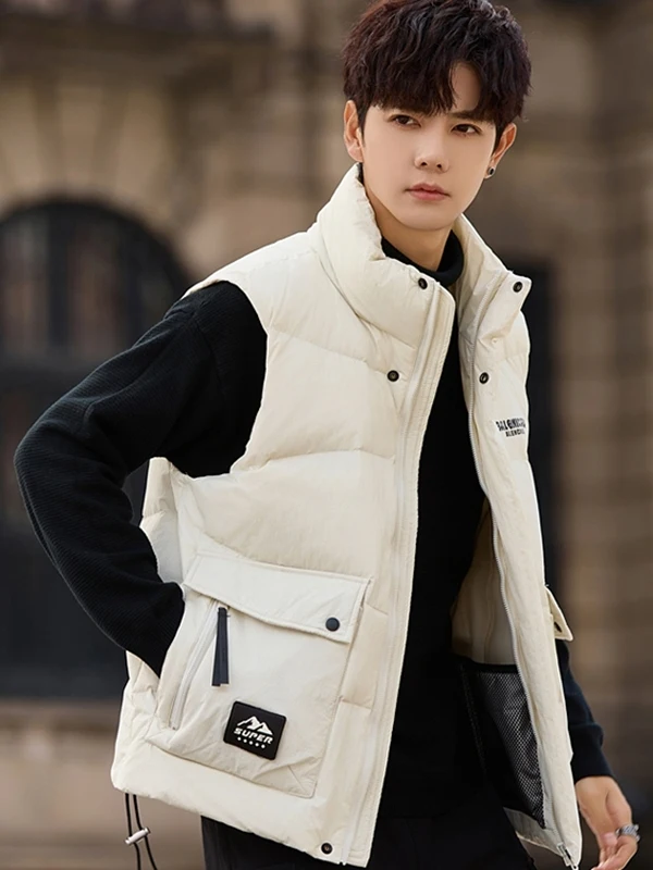 

Американский ретро-жилет из полиэстера с наполнителем из белого пуха, легкий, молодежный, модный, зимний, новый стиль