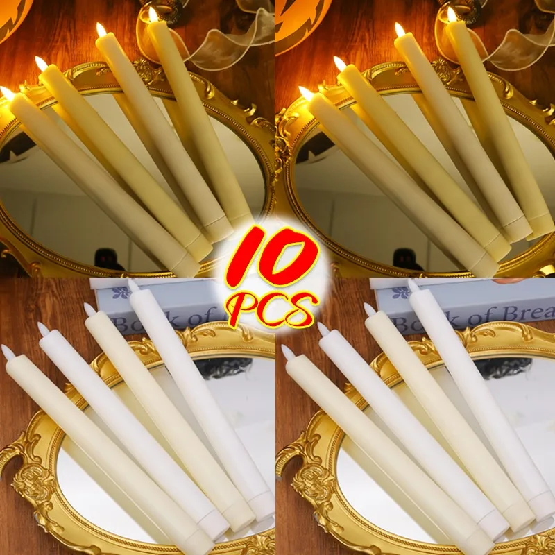 

LED Flameless Candles Long Pointed Candle Light Battery Powered Candle Lamps Church Flickering Light Home Party Table Decoration