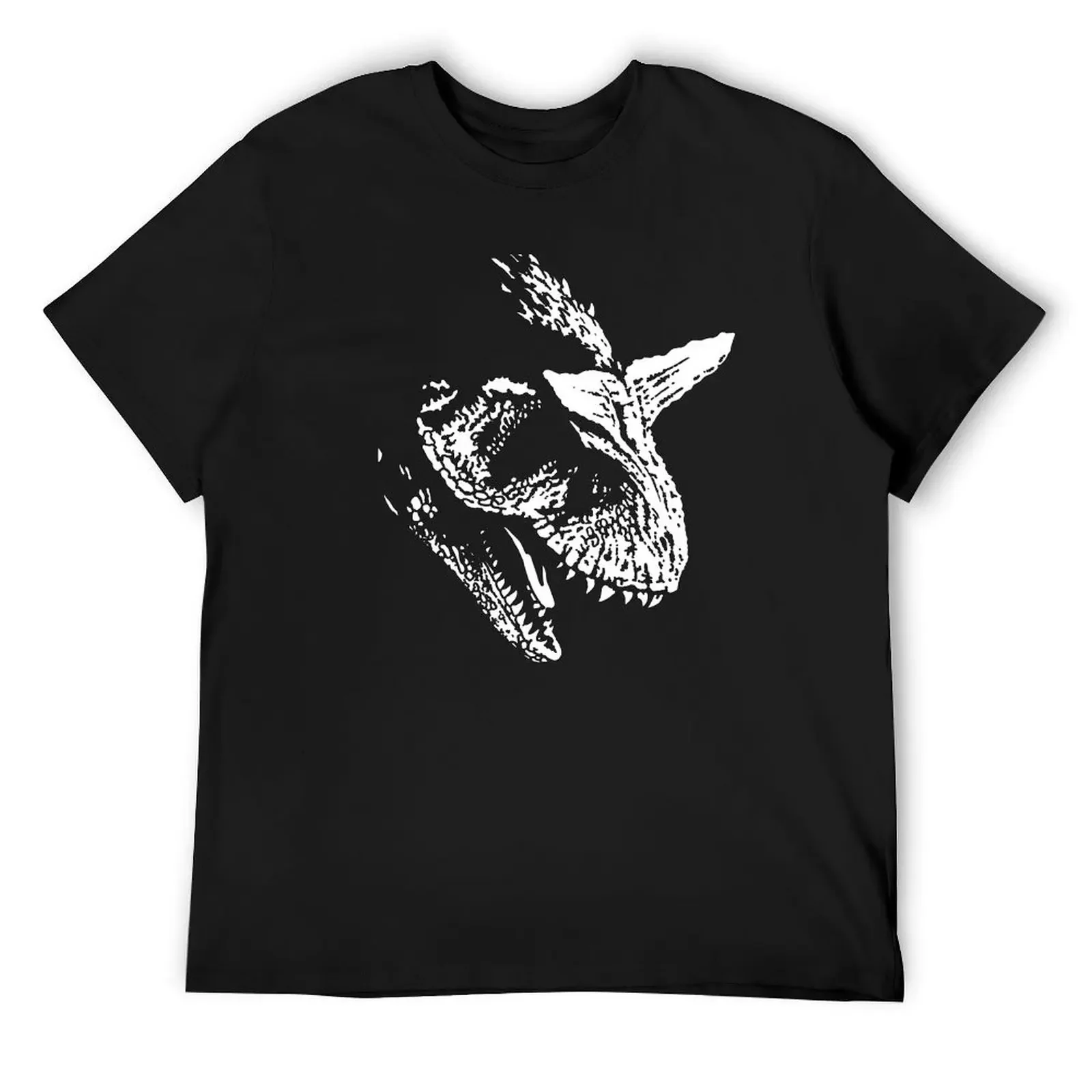 Carnotaurus Roaring Dinosaur Black & White T-Shirt oversizeds heavyweights graphic t shirts anime stuff T-shirts for men cotton