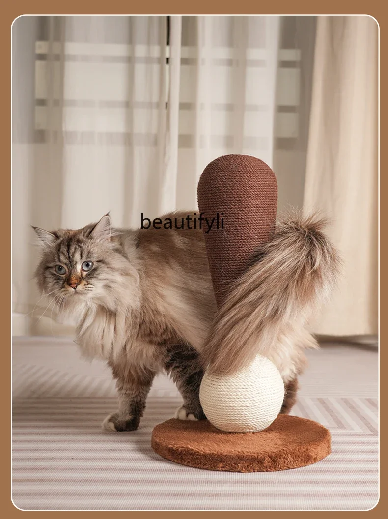 Cat climbing frame mushroom grinding claw hemp rope scratching ball, scratch-resistant and wear-resistant cat toy without crum