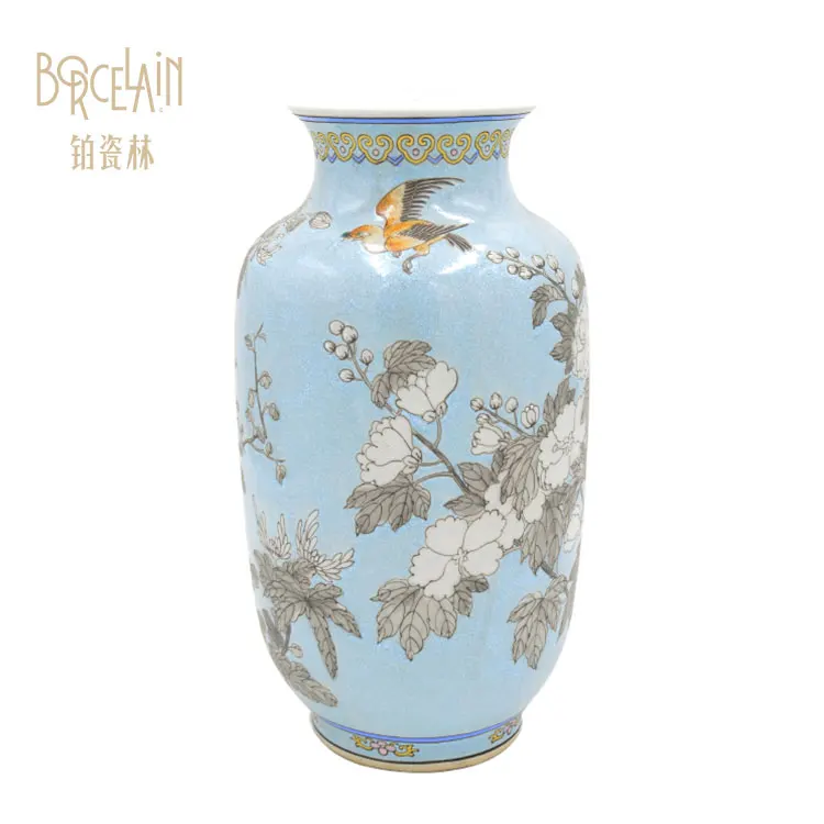 Good Quality Blue Ceramic Desk Lamp, Flower Pattern Led E27 Home Decorative Table Lamp Made in China - Image 3