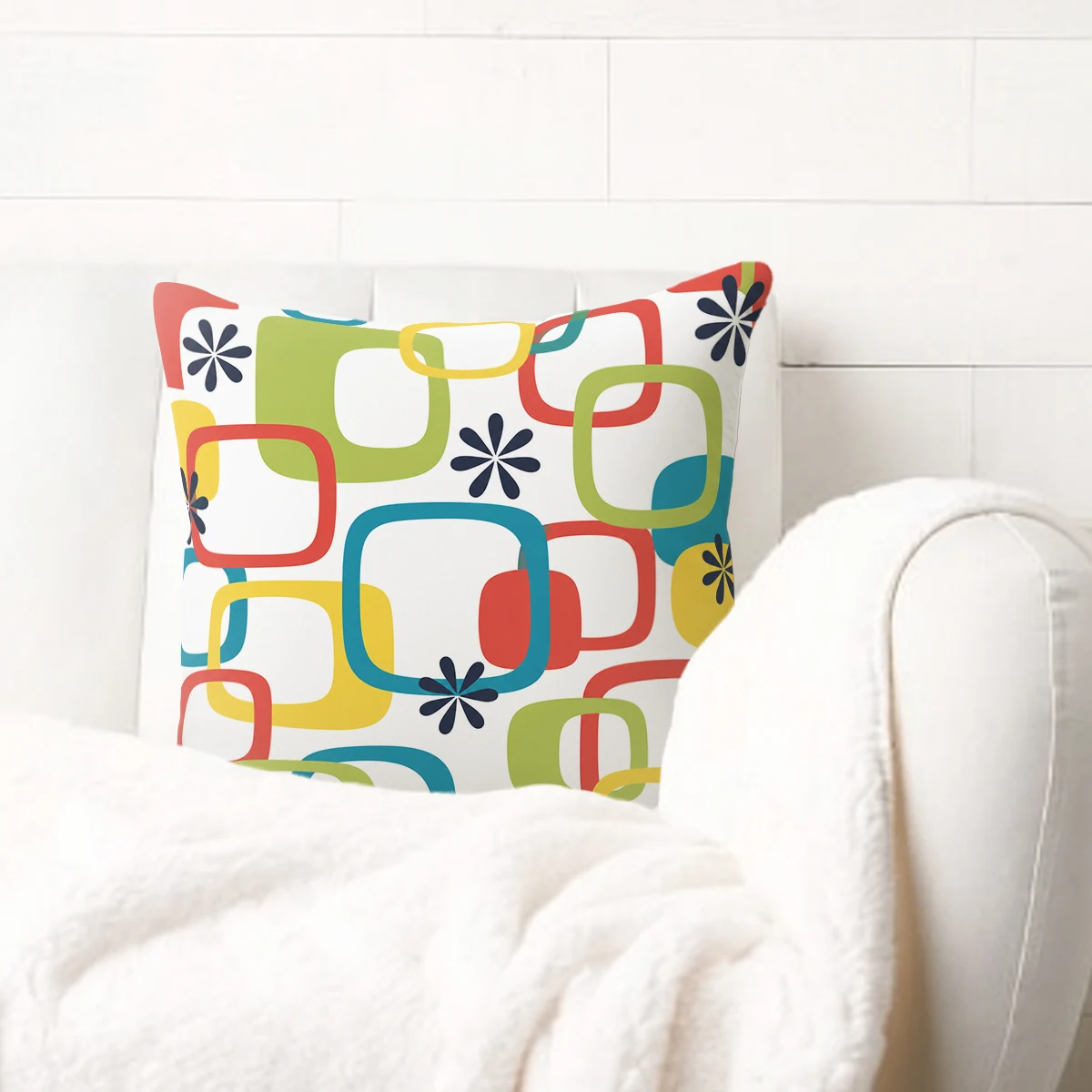 Nautical Themed Polyester Pillow Cover - Marine Elements Printed Cushion Case for Home Sofa Bedroom Decor, No Insert Included