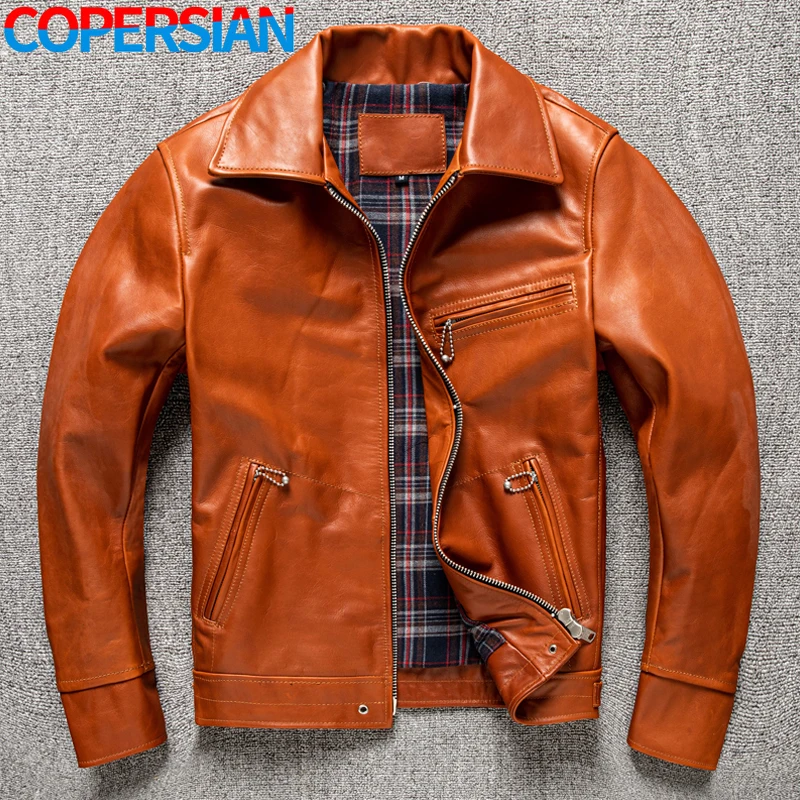 

Spring Men's Classic Leather Jacket Cropped Leather Biker Fashion Slim Fit Leather Jacket Free Shipping!