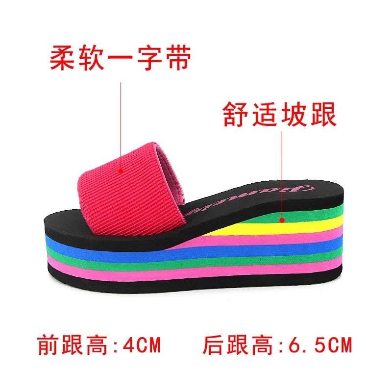 Summer Fashion Beach Slippers Women 2024 Summer Platform Wedge Heel Shoes Lady Casual Flat Slippers Comfortable Women Flip Flops