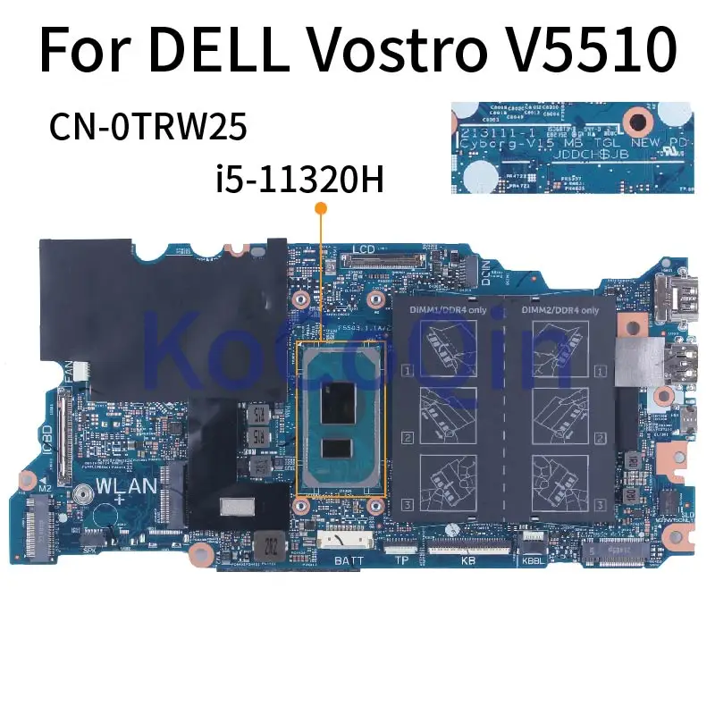 For DELL Vostro V5510 i5-11320H Notebook Mainboard CN-0TRW25 213111-1 SRKSK DDR4 Laptop Motherboard 100% Tested