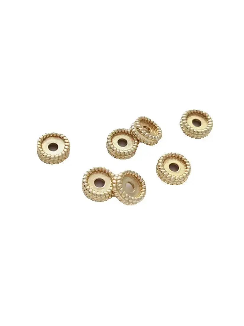 

1PCS 14K Gold Double-Layer Wheat Ear Lace Wheel Bead, Flat Spacer, DIY Handmade Bracelet, Necklace Accessories, C293