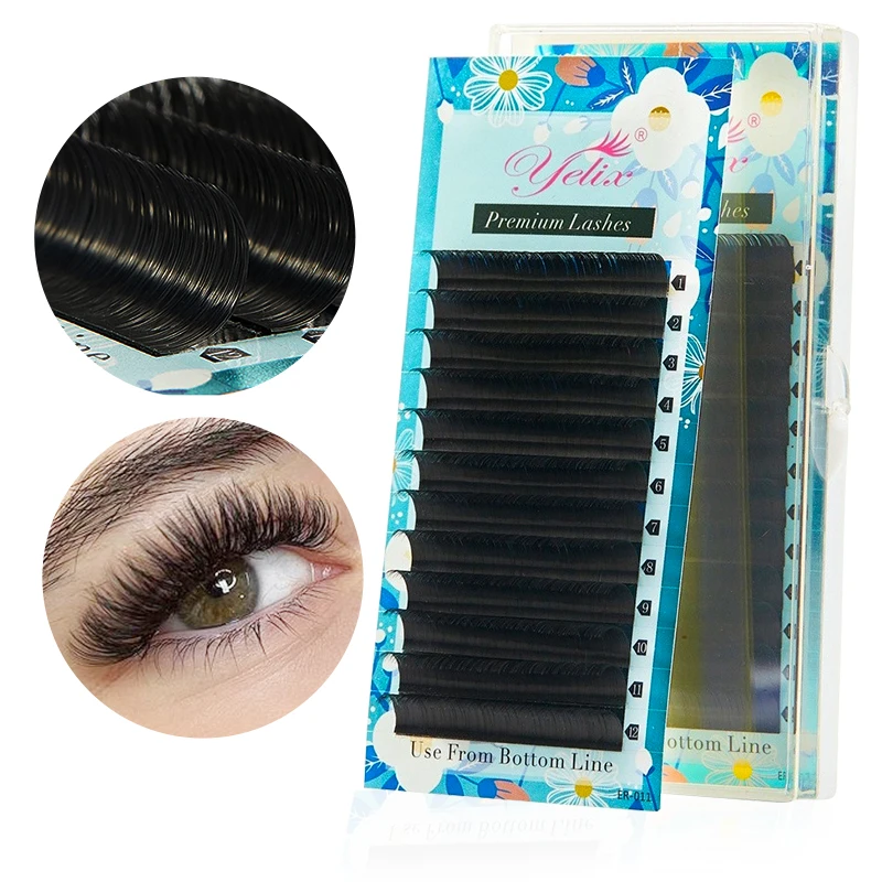 Yelix ขนตาปลอม 0.05 0.07 0.10 รัสเซีย Eyelashes Extension Handmade Lashes ขนตาอุปกรณ์ 8-15 มม.