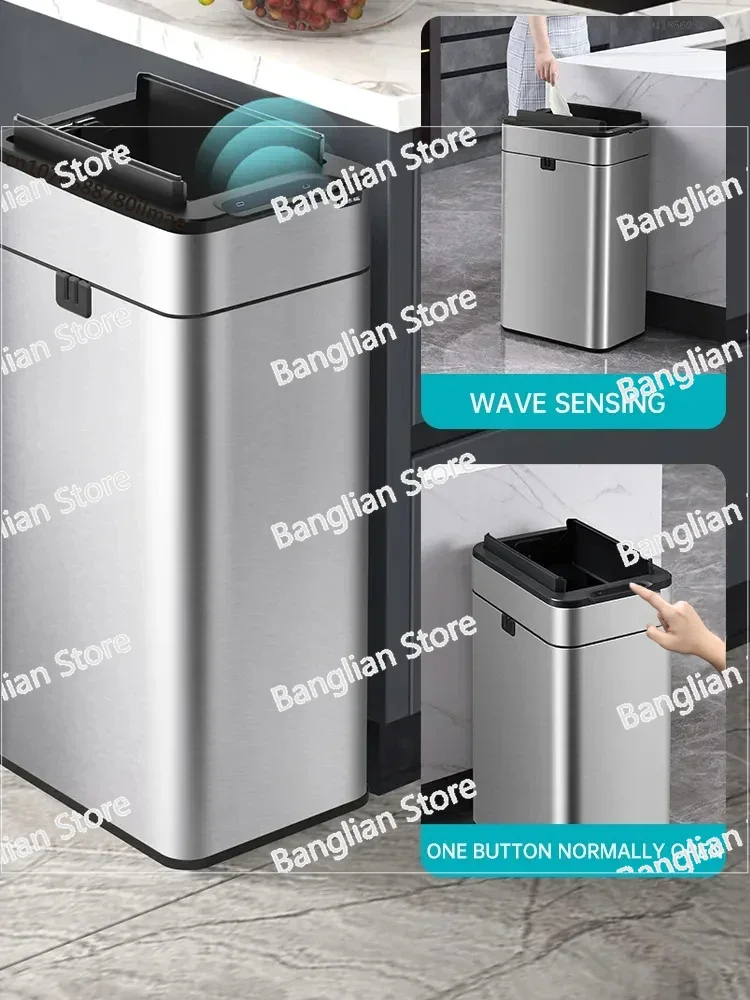 Smart Sensor Trash Can, Stainless Steel, Automatic Wastebin for Bathroom, Kitchen, Smart Bucket Garbage, 30L, 40L, 50L, 60L