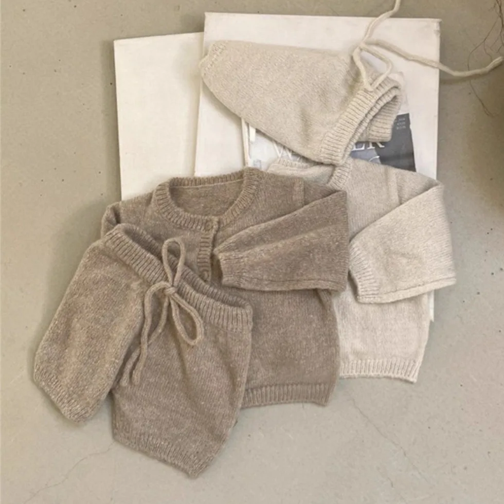 2025 Winter New Baby Long Sleeve Knit Cardigan Solid Girls Sweater Coat Thick Warm Infant Boys Knitted Jacket Toddler Clothes