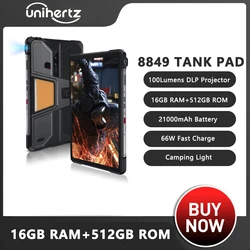 Unihertz 8849 TANK PAD Robuuste projectortablet 10,95 inch smartphone Android 14 120 Hz 16 GB 512 GB 21000 mAh 50 MP 66 W tablets PC