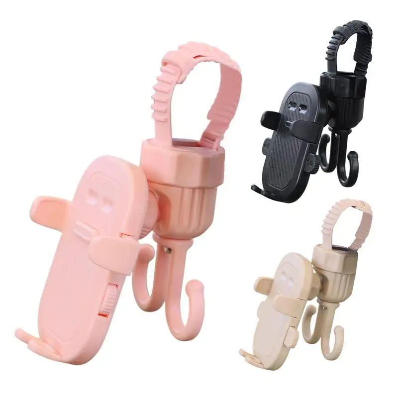 

Stroller Phone Holder Multifunctional Stroller Hooks for Bags 2-in-1 Smartphone Stand Cradle Bag Hook for Grocery Carts