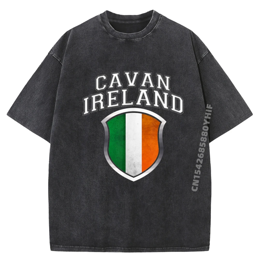 

Cavan Ireland With Irish Flag T-shirts For Men Cute Letter Pure Cotton Printed Woman Tops & Tees Washed Tee-Shirt Father Day