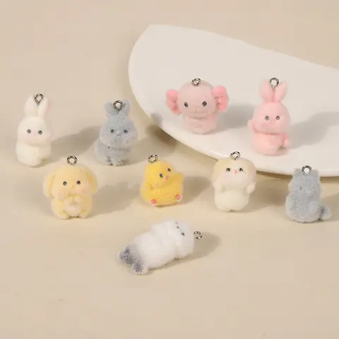 5pcs Kawaii 푹신한 바다 수달 수지 매력 플랫 백 해양 동물 펜던트 전화 체인 키 체인 귀걸이 DIY 쥬얼리 만들기