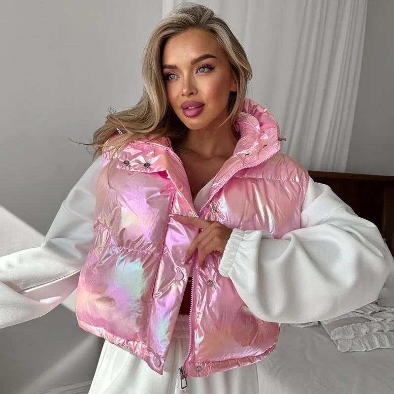 

Blifanbo Autumn Winter Hooded Zipper Cotton Jacket Coat Women Sleeveless Slim Solid Jacket Coat Streetwear Sexy Female FClothes