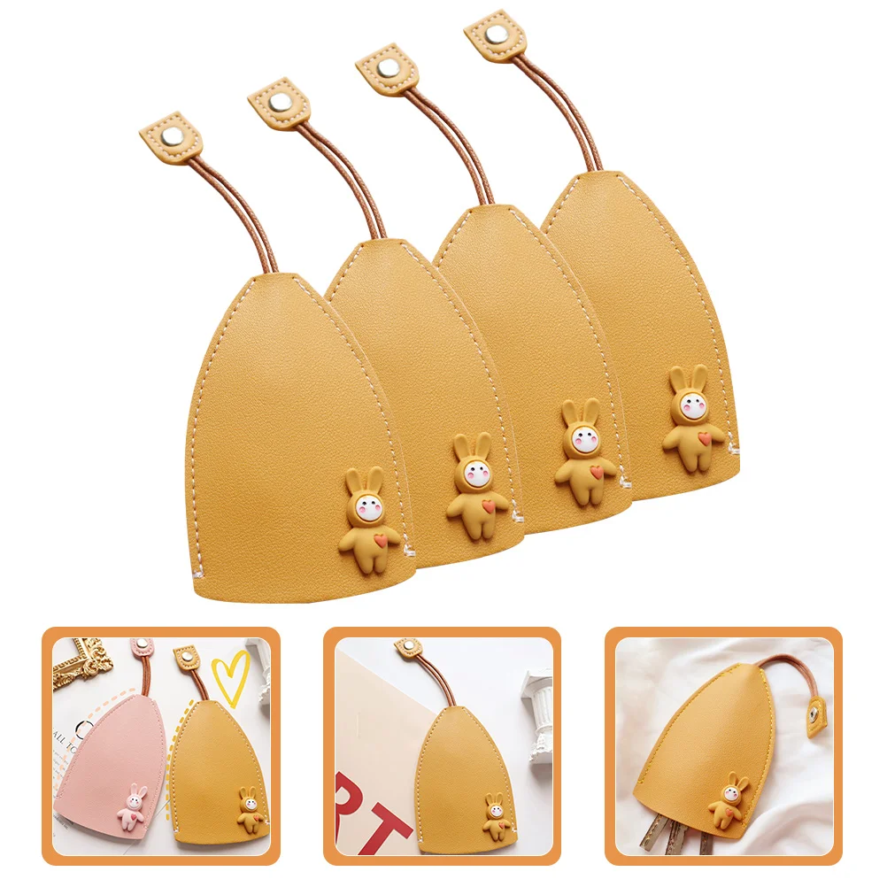 

4pcs Organizer Bag For Car Keys Keys Pu Pull Out Key Sleeve Protective Key Cover Case Car Interior Accessories