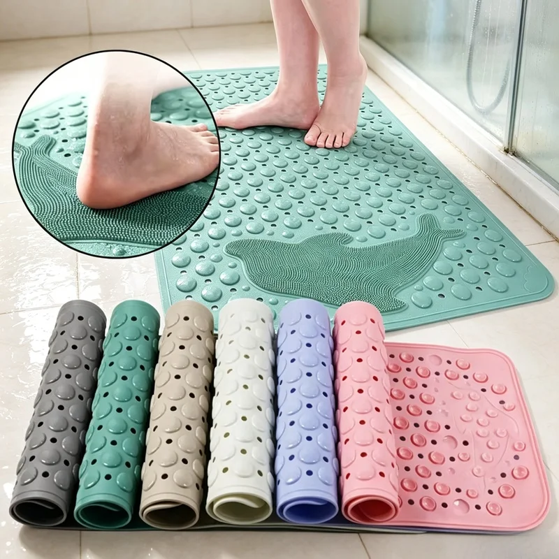 1pc Dolphin Pattern PVC Non-Slip Bath Mat Massage Safe Foot Rug for Bathroom Bathtub Bathroom Mat  Shower Mat