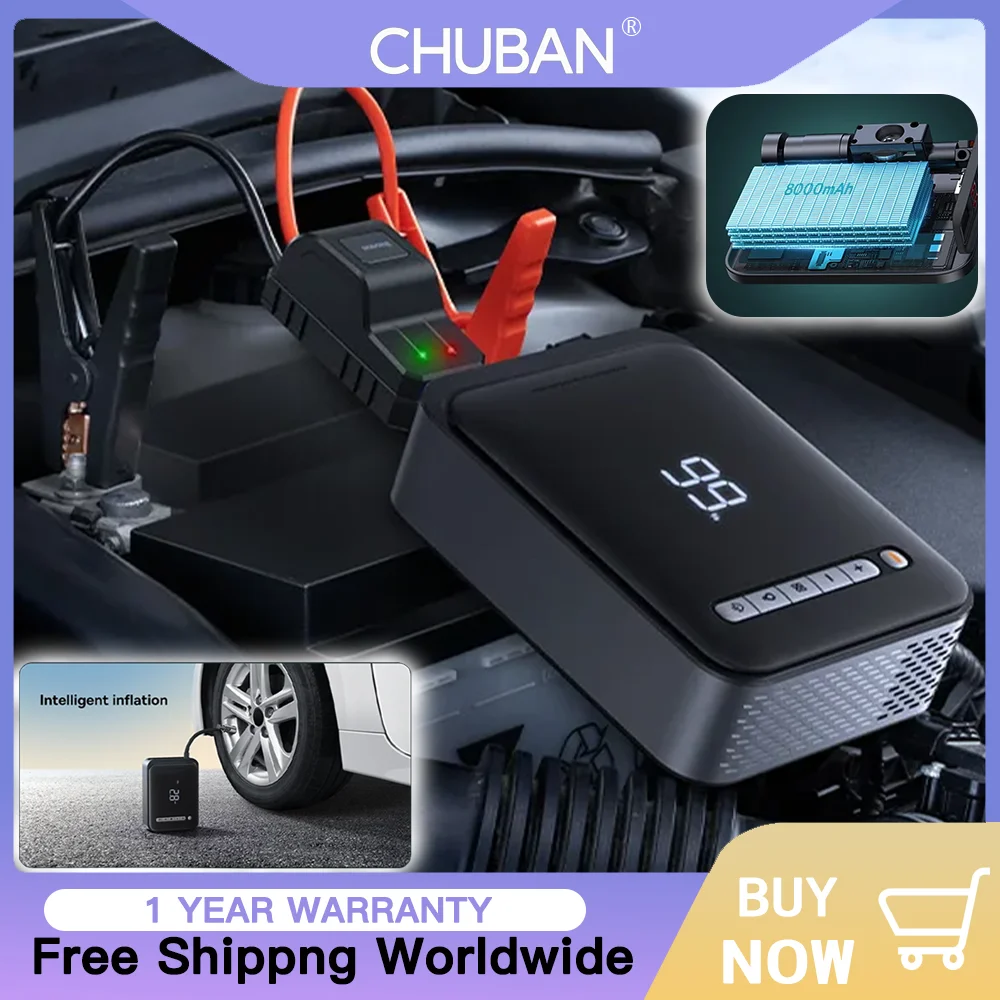 Baseus Portable Power Station-Car Jump Starter with2 In 1PowerBank,1000A AirCompressor InflatorPump,CarBatteryCharger andBooster