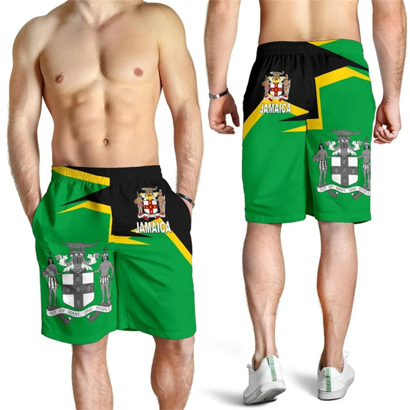 2024 Hawaiian Vacation Beach Shorts Jamaica Flag Print Oversized Sportswear Gym Trunks Quick Drying Ice Shorts Hawaii Swimwear