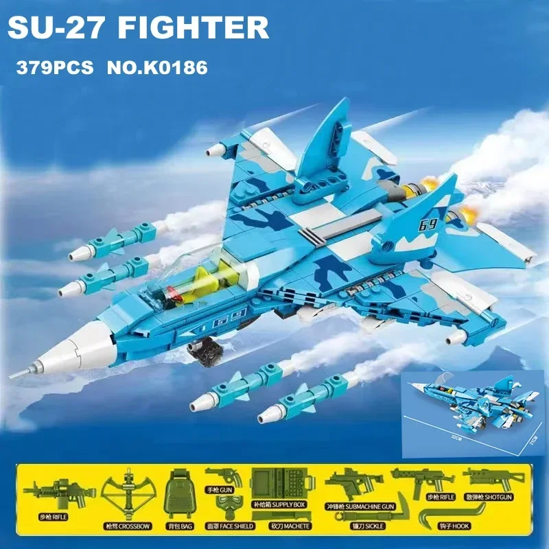 13style WW2 Military Fighter Model Battle Plane Army Jet SU-27 SU-57 F-22 F-35 War Building Blocks  Aircrafted Weapon Kids Toys