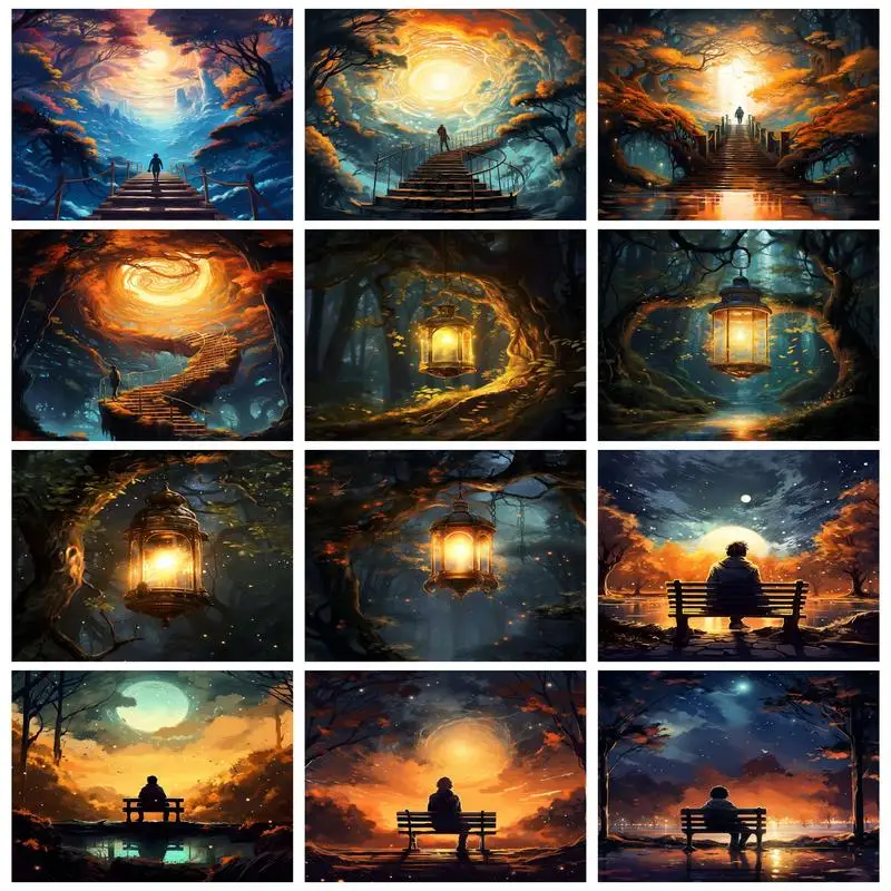 

RUOPOTY 5D DIY Diamond Painting Landscape Full Square/Round Diamond Embroidery Mosaic Cross Embroidery Home Decoration