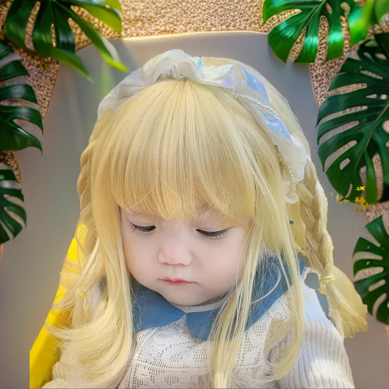 Light Blonde Children\'s Wigs Gold Baby Hair Accessories Aureate Headgear Kids Headwear Little Girl Cute Headdress Coronet Tiara