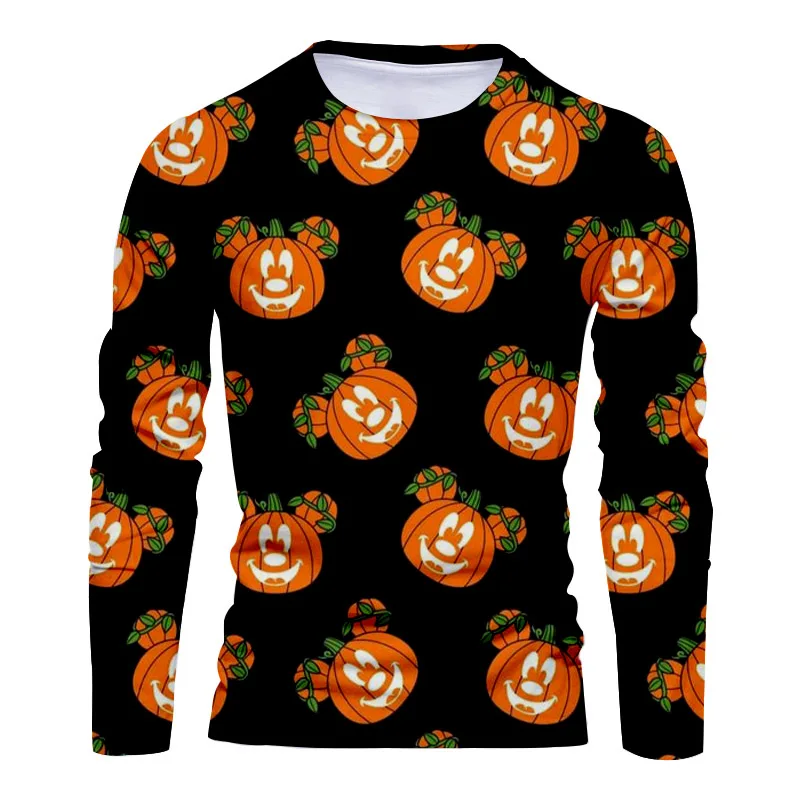 Halloween Cartoon 3d Comfortabele Mannen En Vrouwen Lange Mouwen T-Shirt 2024 Nieuwe Mode Casual Mannen En Vrouwen Bodemshirt