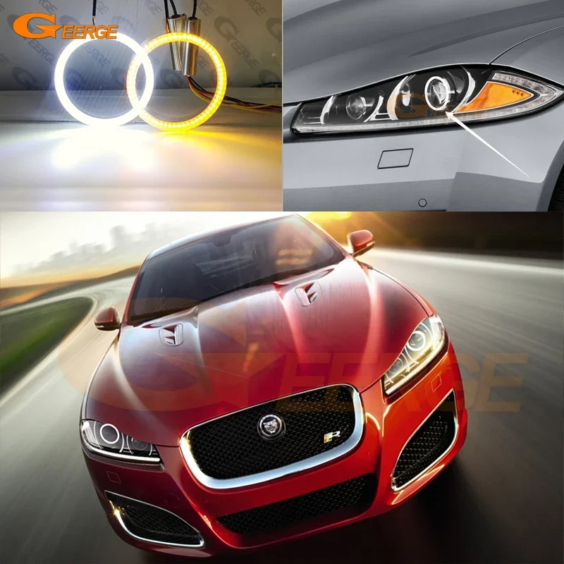 

For Jaguar XF XFR X250 2012 2013 2014 2015 Ultra Bright A/W Switchback DRL Turn Signal LED Angel Eyes Kit Halo Rings
