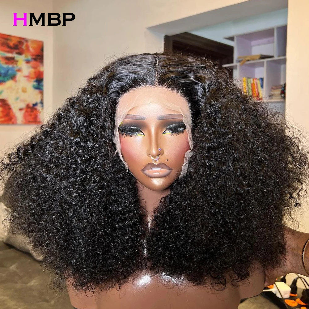 350 Density Kinky Curly 360 Full Lace Wig Human Hair 13x6 HD Lace Frontal Wigs For Women Preplucked Transparent Lace Front Wig