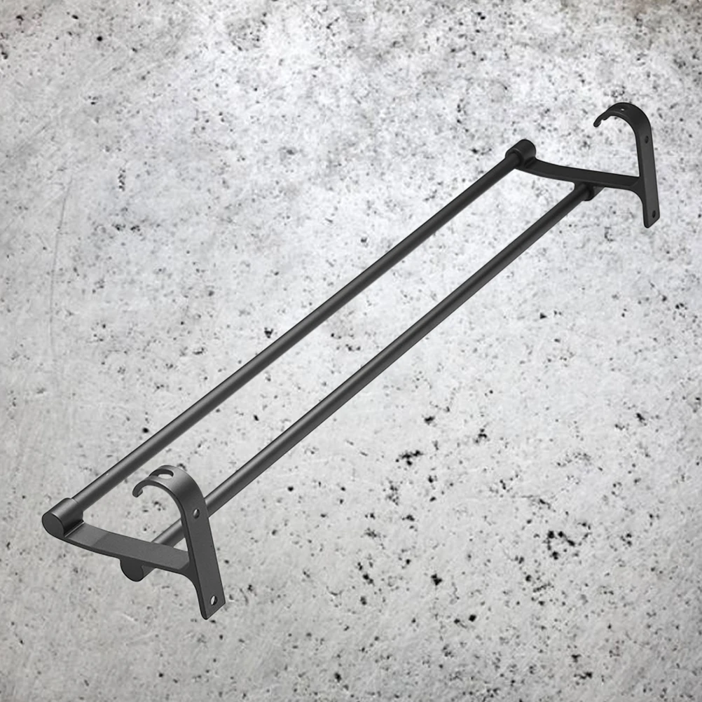 

Двойной вешалка для полотенец 48 см, полированный алюминиевый сплав, настенная вешалка для полотенец для ванной комнаты, держатель для губки для душа, черный держатель для губки для душа