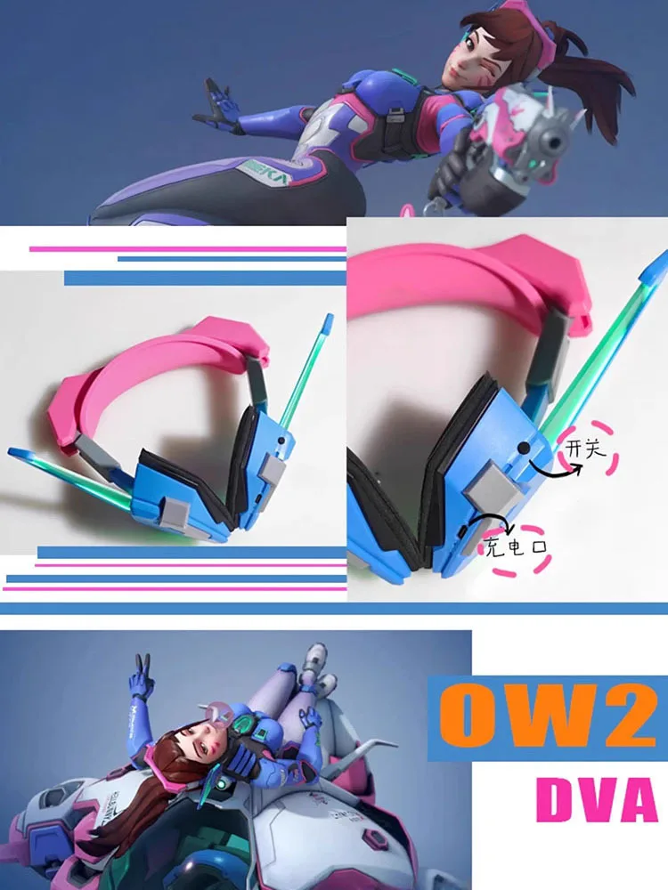 MMGG Game Overwatch D.Va Music headset Earphone Hana Song Dva Wooden Headphone Prop Cosplay Accessories Christmas Halloween